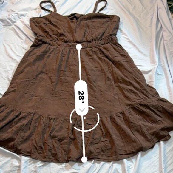 Torrid PLUS SIZE 4 Brown Textured Cotton Tiered Sleeveless Lined Midi Dress - Picture 11 of 14